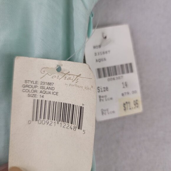 90s Linen Maxi Skirt Size 14 Portraits By Northern Isles Island Aqua Ice Vintage - Picture 3 of 7